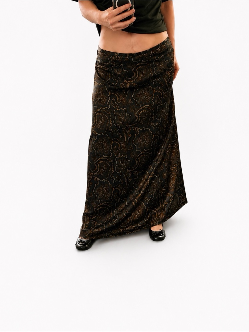 Kathie Lee Brown Paisley Maxi Skirt Boho Y2K